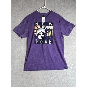 Statue of Liberty  New York T Shirt Adults Large Heather Purple Graphic Print